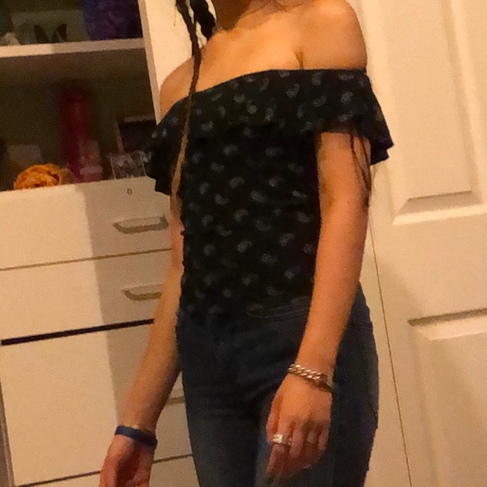 Black off the shoulder shirt